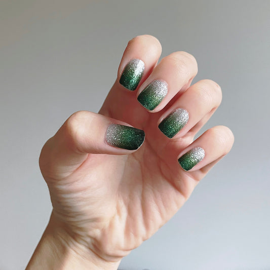 Silver-Green Ombré Shimmer